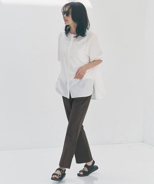 UNFILO 【ウエストゴム】UVカット ドライトリコット セミフレアパンツ チャコール