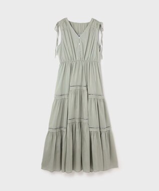 GRACE CONTINENTAL コットンシルクティアードワンピース グリーン