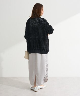 Green Parks フラワー柄チュールブルゾン Black