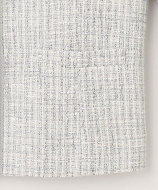 J.PRESS LADIES ファンシーツイード ノーカラー ジャケット ライトグレー系1