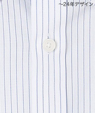 GOTAIRIKU 春夏向け【形態安定】SUMMERPREMIUMPLEATS_スナップダウンカラー 半袖ドレスシャツ(25年モデル) 白地×ネイビーストライプ