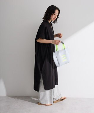Green Parks 半袖シアースキッパーシャツワンピース Black
