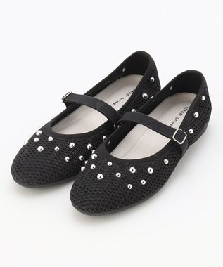  ラウンドメッシュスタッズパンプス