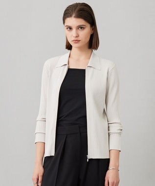 【洗える】シルクヴィスコースハイゲージ ジップアップカーディガン