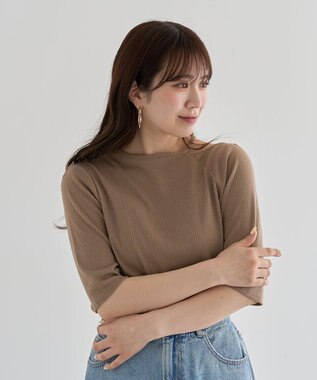 Green Parks ５分袖テレコリブプルオーバー Brown