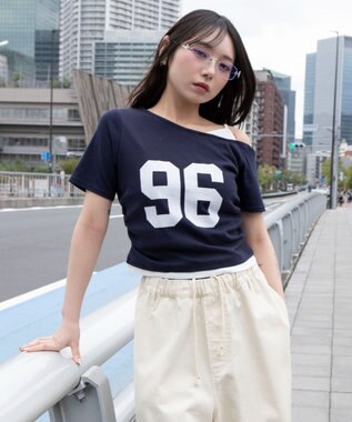 WEGO レイヤードドッキングワンショルちびT ネイビー