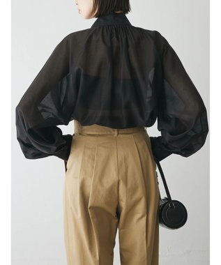 Green Parks AnriettMusee シアーボウタイブラウス Black