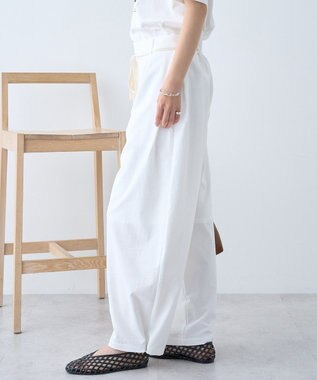 AMERICAN HOLIC 【マルチ機能】サイドタックカーブパンツ Off White