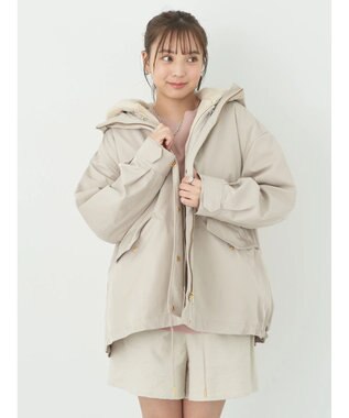 earth music&ecology マルチウェイマウンテンパーカー（ファー） Beige