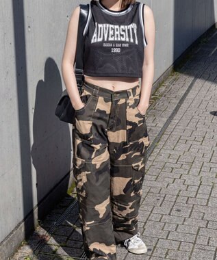 WEGO ロゴプリントメッシュタンク ブラック