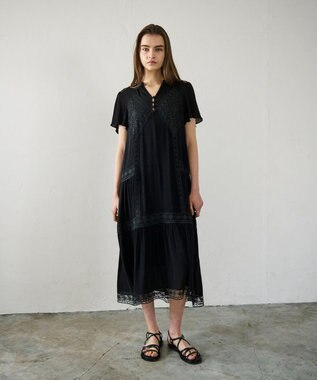 GRACE CONTINENTAL レースコンビカフタンワンピース ブラック