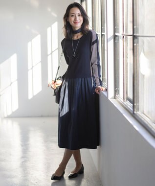 J.PRESS LADIES 小紋 プリント 剣先 スカーフ ネイビー系5