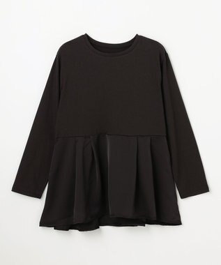 ANY L 【WEB限定】サテンコンビペプラムカットソー ブラック