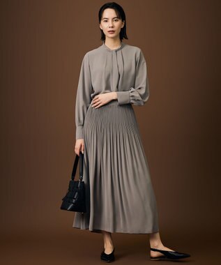 自由区 S 【人気素材・新色追加・カタログ掲載・セットアップ対応】ライトサテン ブラウス モカ