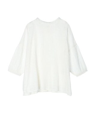 Green Parks インド綿 SET２点 刺繍７分丈ブラウス＋タンクトップ Off White