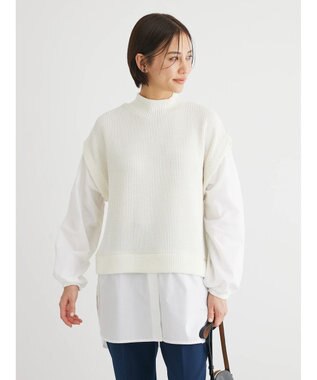 Green Parks ニットソードッキングチュニック Ecru