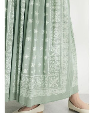CRAFT STANDARD BOUTIQUE パネル柄マキシギャザースカート Light Green