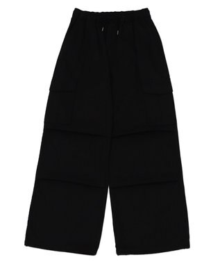 WEGO 【ウエストゴム/XSSMサイズ展開】ツイルイージーカーゴパンツ ブラック