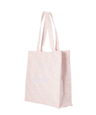 Maison de FLEUR リボンレースブランドロゴ刺繍スクエアトート Pink