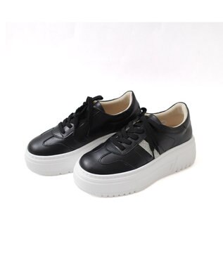 Pointer 日本製 本革ボリューム厚底スニーカー ブラック