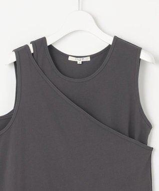 23区 L 【SLOW/一部店舗限定】ライトツイストコットン レイヤード タンクトップ グレー系