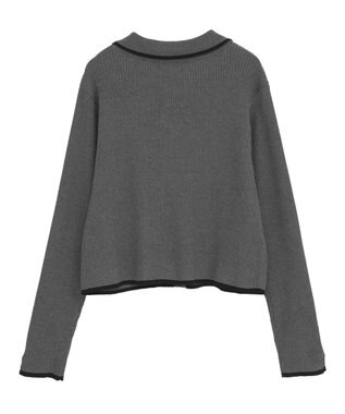 earth music&ecology バイカラートリムニットカーディガン Charcoal Gray