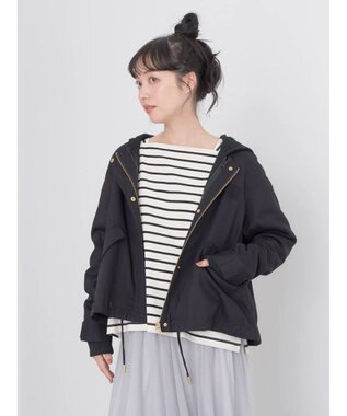 earth music&ecology パーカー付きミリタリーブルゾン Black