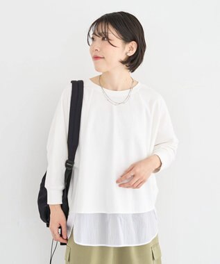 Green Parks 七分袖ドルマン裏毛シアードッキングプルオー Ecru