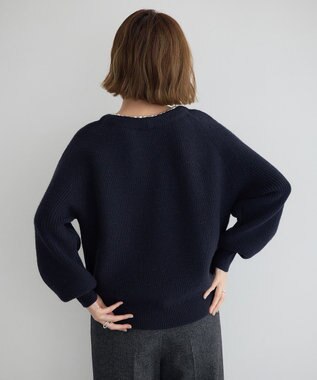 YECCA VECCA パールネックニット Navy