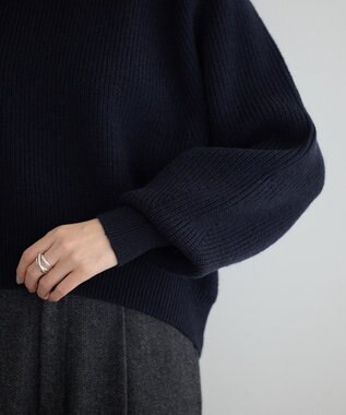 YECCA VECCA パールネックニット Navy