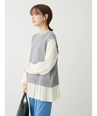 Green Parks とろみ布帛ドッキングニットチュニック