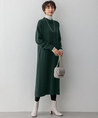 23区 S 【洗える】カシミヤブレンド ニットワンピース グリーン系