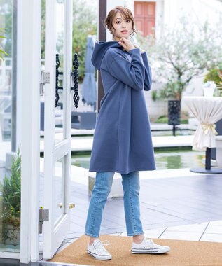 Tiaclasse 【洗える】ソフトボンディングパーカーチュニック ブルー