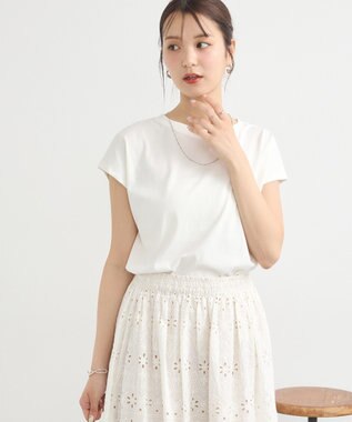 earth music&ecology 【接触冷感/洗濯機可】フレンチＴ Ivory