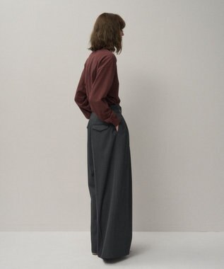 ATON COMPACT WOOL | 3タックワイドパンツ CHARCOAL GRAY