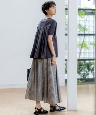 23区 L 【汗じみ防止/洗える】スムースデザイン バックフレア カットソー ダークブラウン系