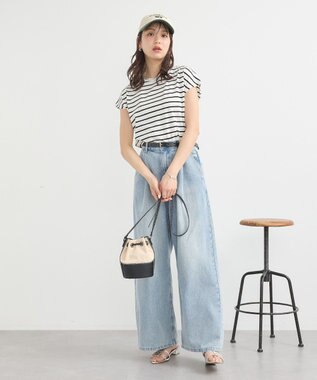 earth music&ecology 【接触冷感/洗濯機可】フレンチＴ Border Ivory