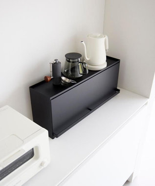 tower 前が開くキッチンカウンター上収納ラック タワー D15 ブラック