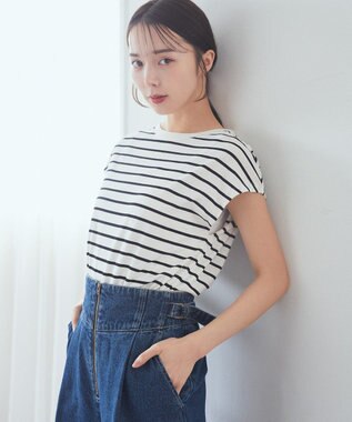 earth music&ecology 【接触冷感/洗濯機可】フレンチＴ Border Ivory