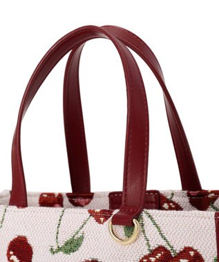 Maison de FLEUR チェリー柄ゴブラン２Ｗａｙスクエアトートバッグ Red