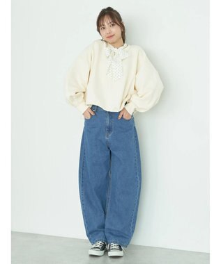 earth music&ecology 裏毛ドロストプルオーバー Ivory