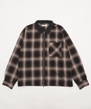 WEGO 【ユニセックス着用ITEM/MLサイズ展開】オンブレチェックシャツジャケット ブラウンチェック1
