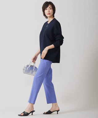 ICB 【洗える】 コットンポリエステルスムース ニットプルオーバー ネイビー系