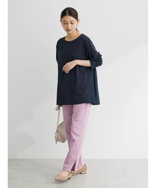 Green Parks バックギャザー布帛切替プルオーバー Navy