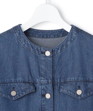 ICB L ナチュラルソフトデニム クロップドジャケット バイオデニム