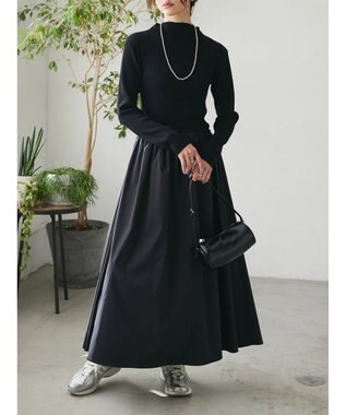 Green Parks AnriettMusee  リブニットドッキングワンピース Black