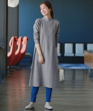 Tiaclasse 【安田美沙子さん着用・新色・XSサイズ追加】リブ切替ニットワンピース グレー