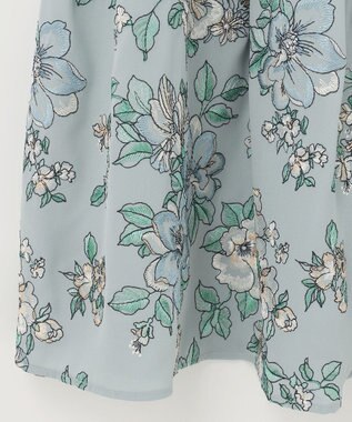 GRACE CONTINENTAL フラワー刺繍ボウタイワンピース ブルー