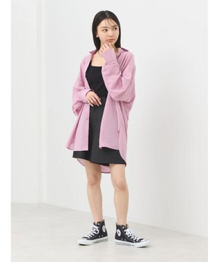 earth music&ecology シアーボーイズライクシャツ Pink