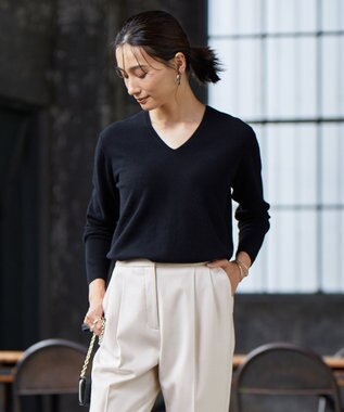 ICB 【人気のため新色追加・WEB限定カラーあり】ソフトウールハイゲージ Vネックニット ブラック系